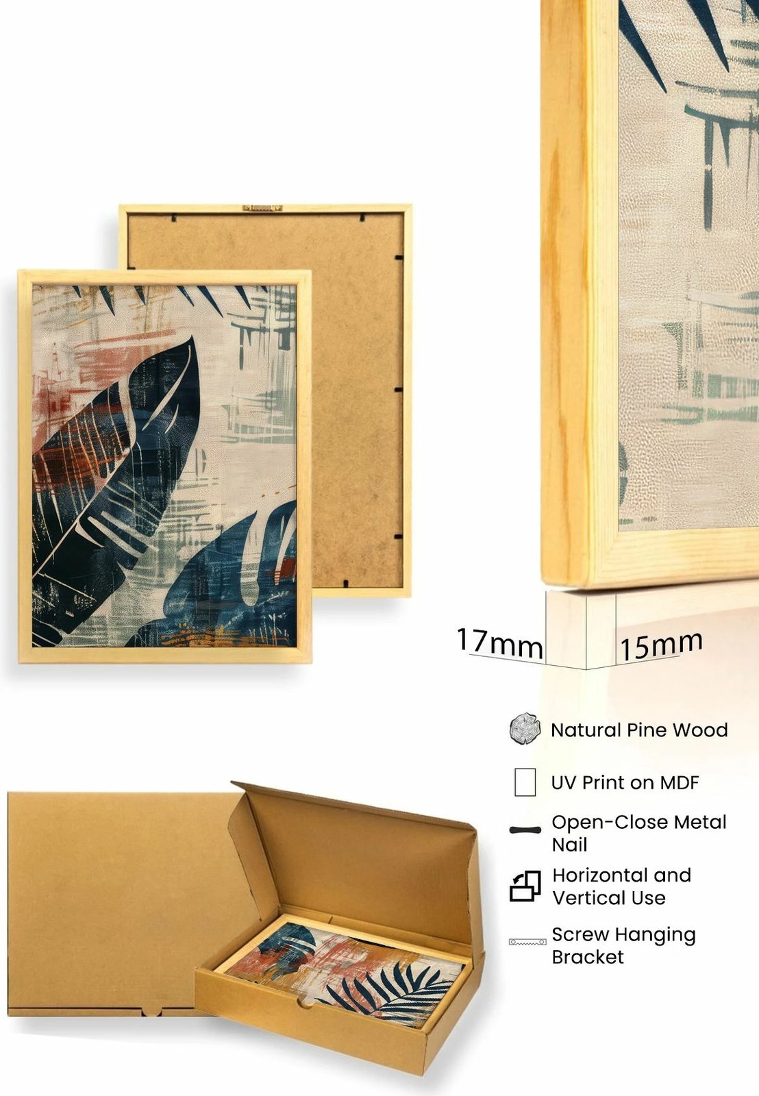 Pikturë dekorative me kornizë MDF (3 copë), Wallity, Huhu468, 20x30cm