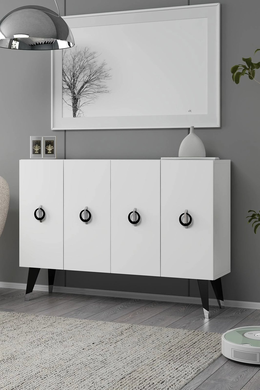 Konsol Skye Decor, 8183KM-32, e bardhë, e zezë, argjend