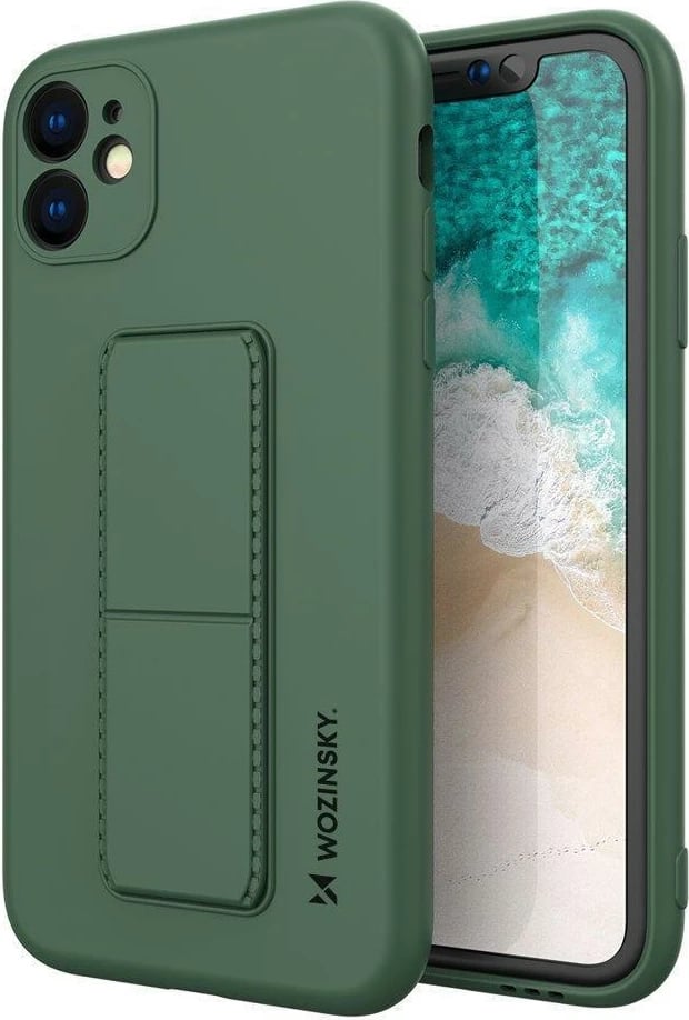 Mbështjellës Wozinsky Kickstand Case për iPhone 12 Pro Max, silikon, e gjelbër e errët