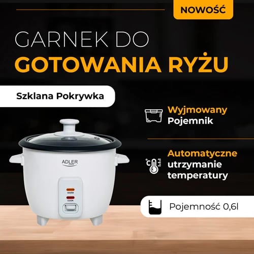 Gatuese orizi, Adler AD 6418, 0.6L, 300W Gatuese orizi, Adler AD 6418, 0.6L, 300W