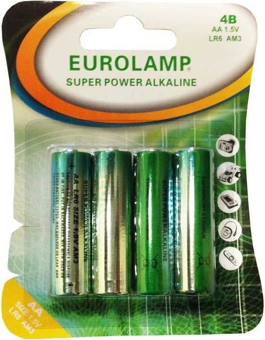 Bateri alkaline EUROLAMP 1.5V AA LR6, 4 copë