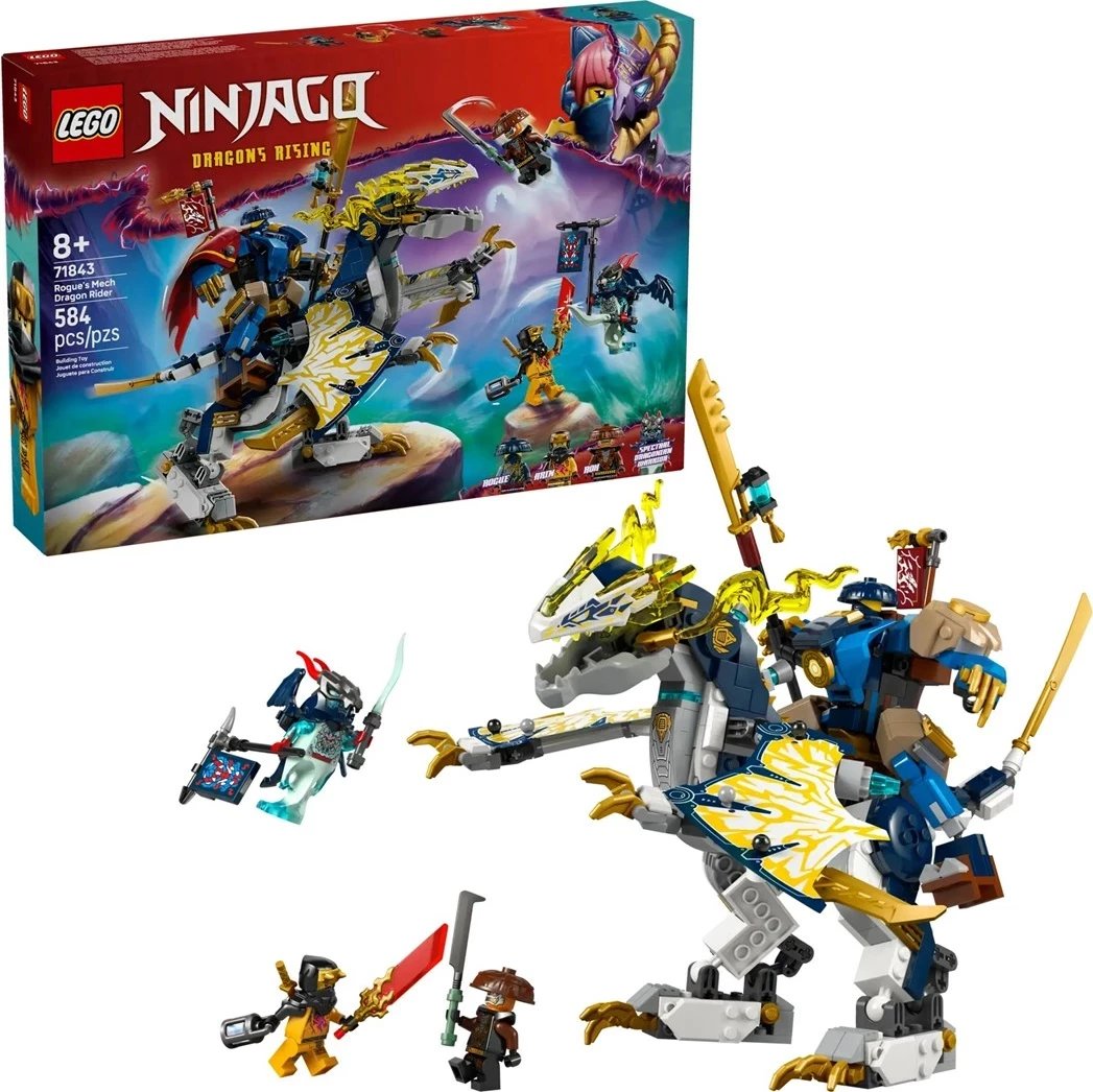 Set LEGO NINJAGO 71843 Rogue’s Mech Dragon Rider me 4 minifigura