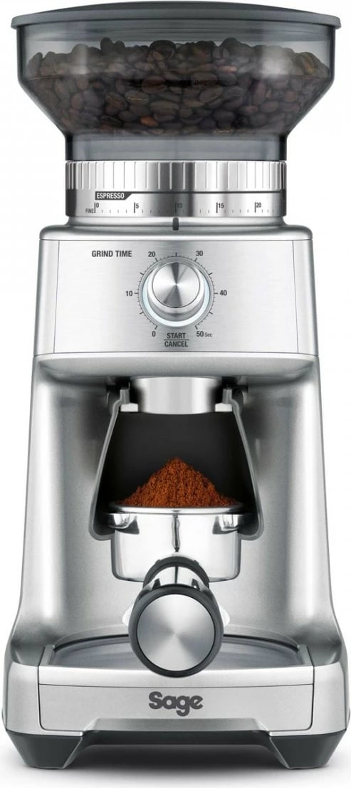 Mulli kafeje Sage SCG600SIL 60 nivele bluarjeje timer elektronik 1 sekondë tehë konike çeliku rezervuar 340 g 130 W argjendt