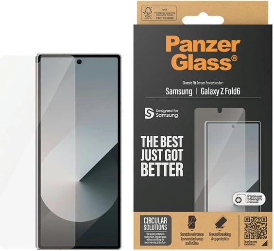 Xham mbrojtës PanzerGlass Classic Fit për Samsung Galaxy Z Fold 6, Transparent