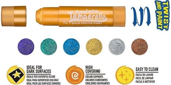 Markerë Carioca Temperello Metallic, 6 Ngjyra