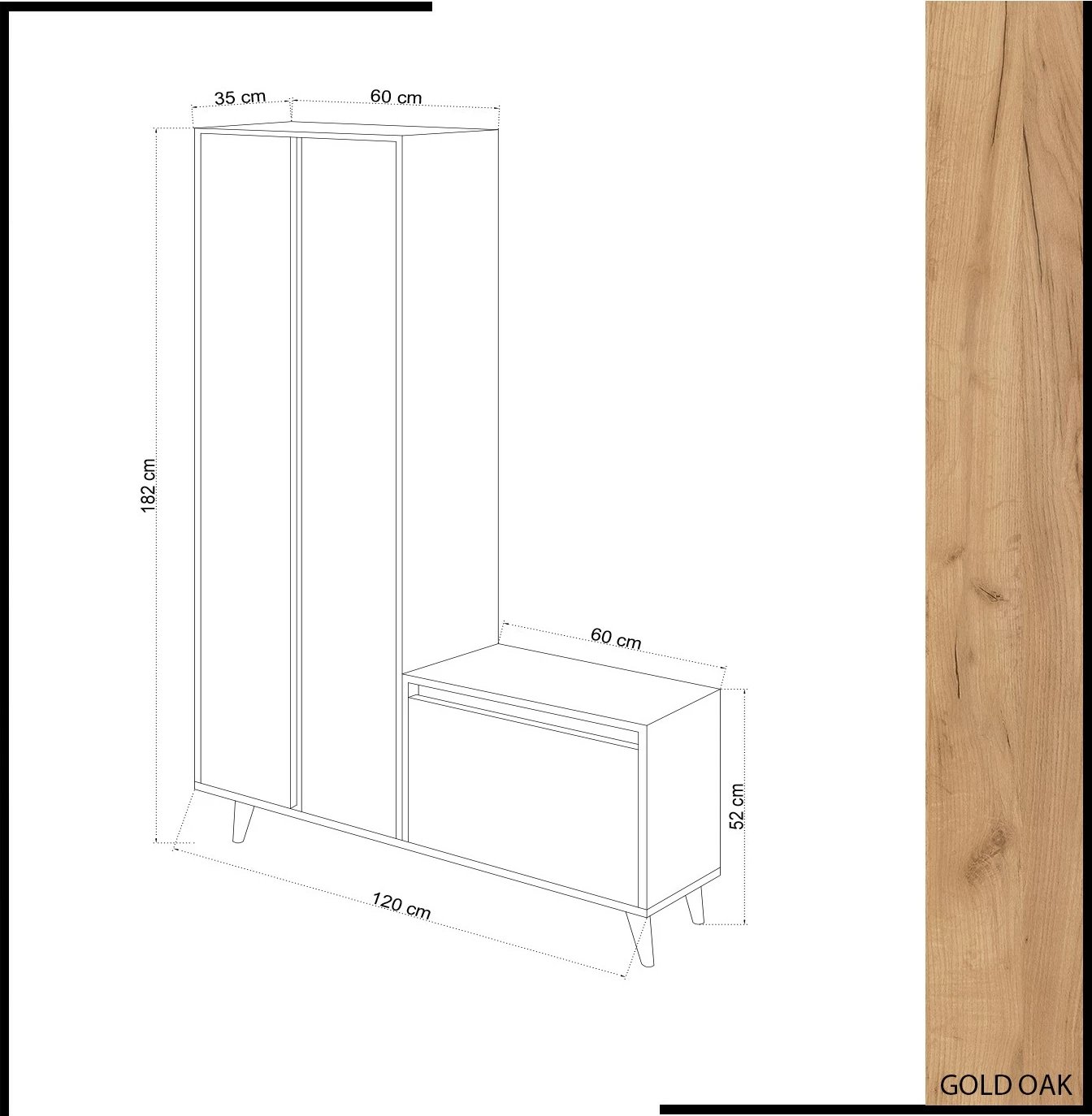 Stendë korridori, ngjyrë lisi dhe e verdhë, UTTA