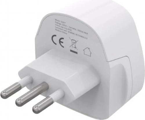 Adapter udhëtimi rryme, Gembird, A-AC-ITMINTF, 10A, universal në prizë italiane 3-pin (CEI 23-50), e bardhë
