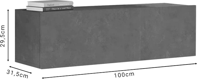 Komodë TV Serit, melaminë ngjyrë gri e errët, 100x31.5x29.5cm