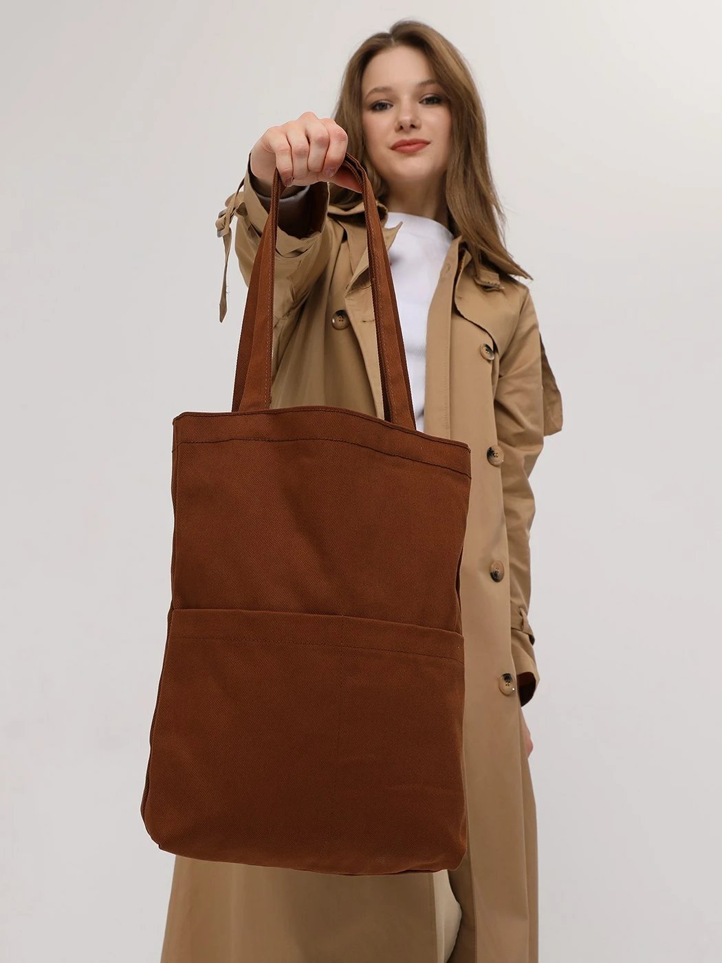 Çantë tote Zoozie Bags, ngjyrë kafe e errët, 2070