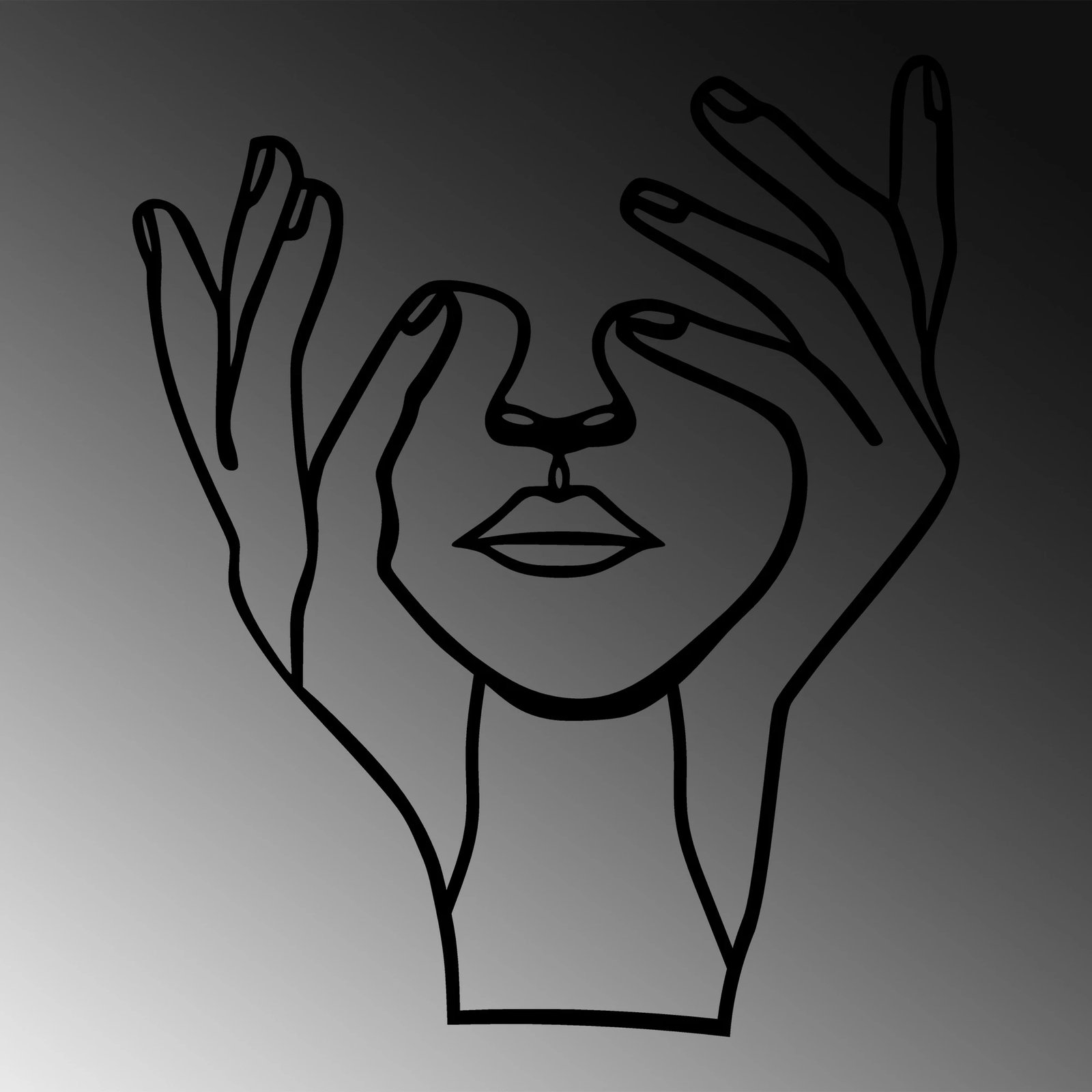 Aksesor dekorativ metalik për mur Wallity, fytyrë me duar