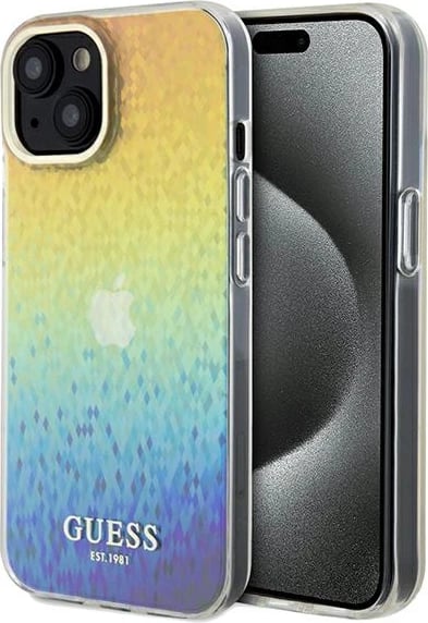 Mbështjellës Guess IML Faceted Mirror Disco Iridescent për iPhone 13/14/15, shumëngjyrësh