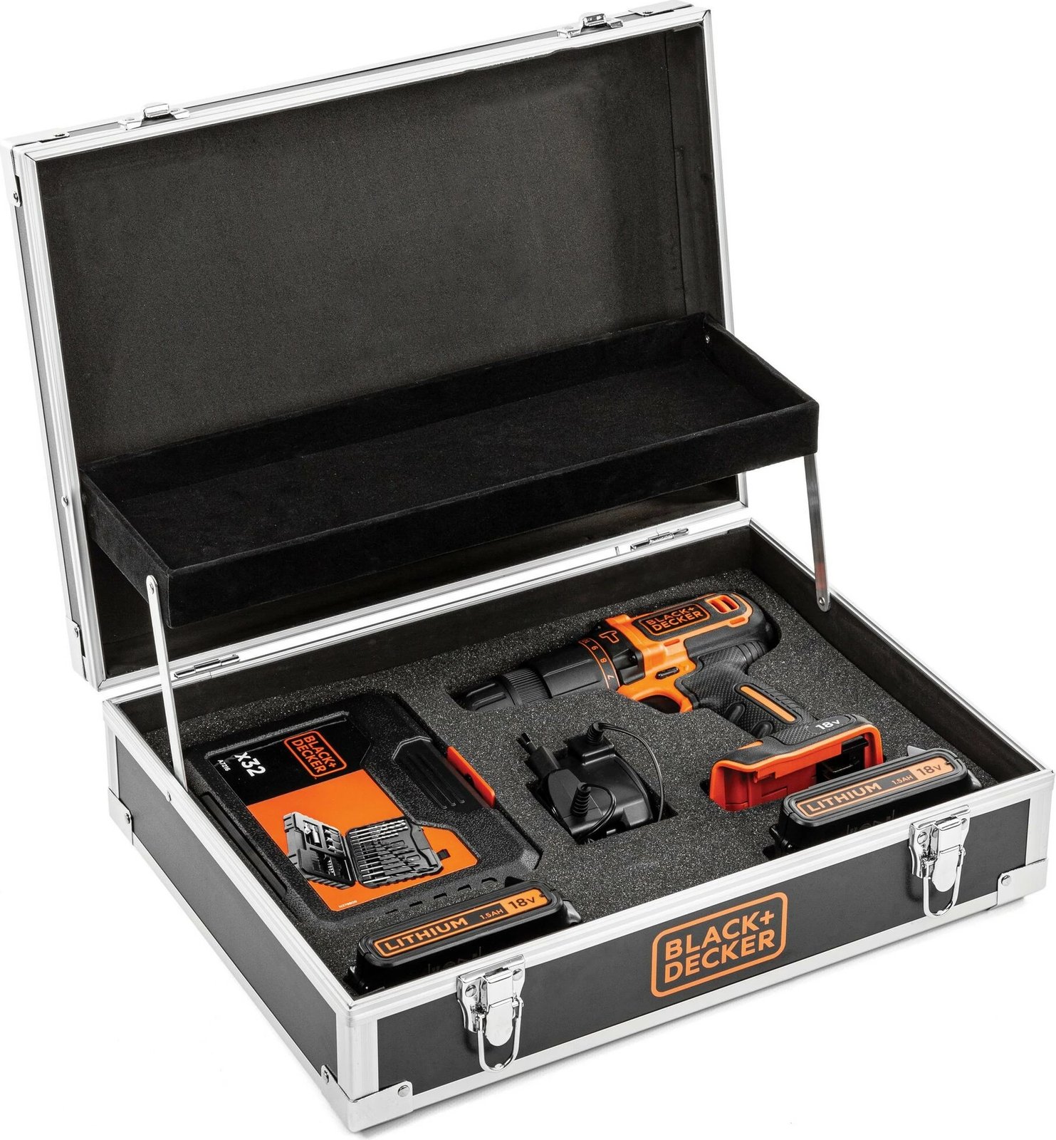 Kaçavidë elektrike Black & Decker BDCHD18B2FC-QW, 18V, set me bateri dhe sfurqe, e zezë