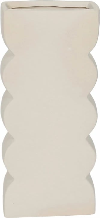 Vazo VEI, qeramike, e bardhë, 14.5x7x30.5cm