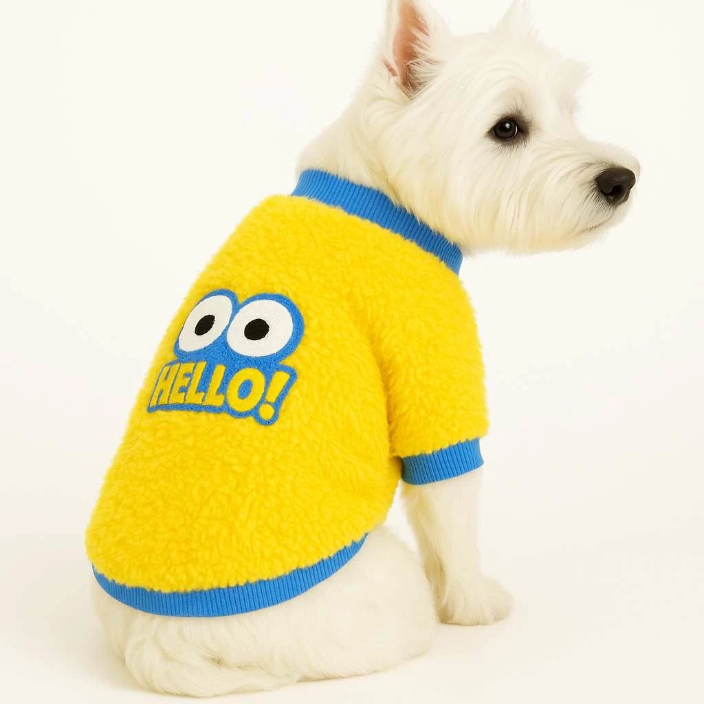Bluze me kapuç për qen, Paws & Whiskers, e verdhë, Yellowhellosweat
