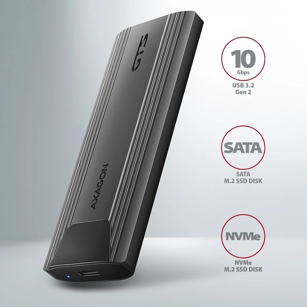 Kasë AXAGON EEM2-GTS2 për SSD M.2, USB Type-C, Alumini