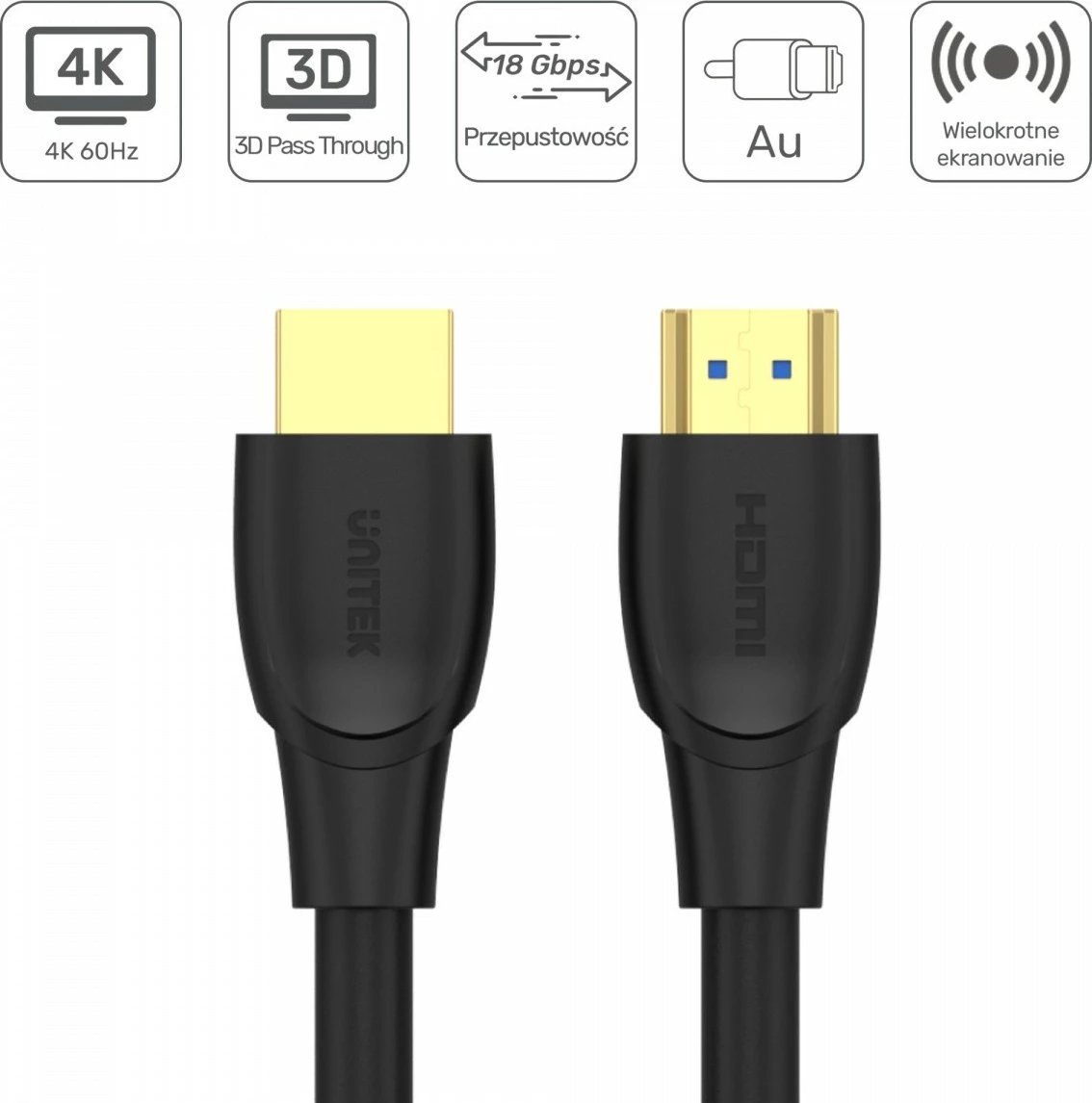 Kabllo HDMI Unitek C11043BK, High Speed 2.0, 10m, 4K, e zezë