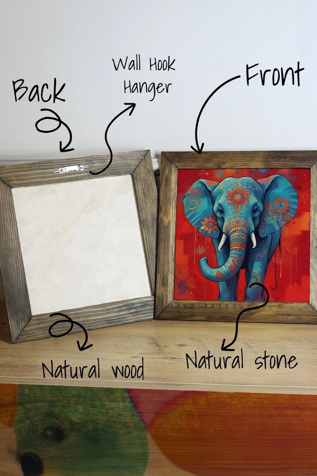 Pikturë dekorative me kornizë, shumëngjyrëshe, Ersytastablo45 - 16, 15.5x15.5cm