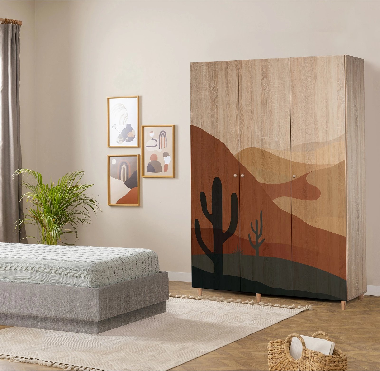 Dollap Lena 3, Skye Decor, ngjyrë sonomo, 135x192x52cm