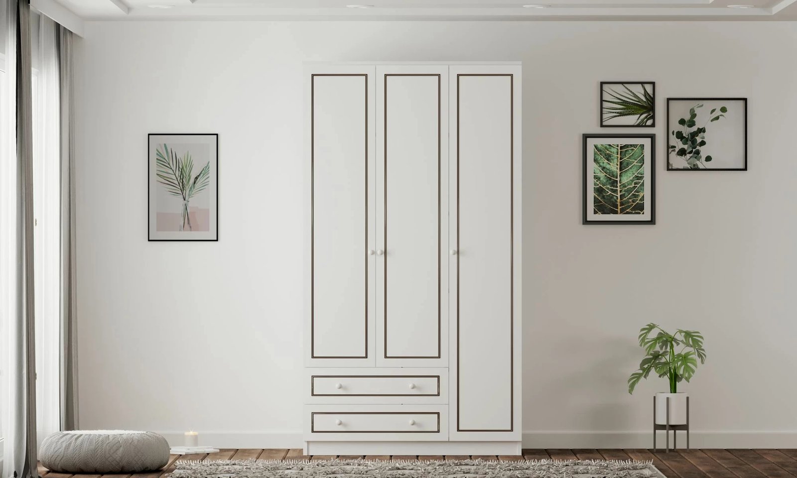 Dollap Skye Decor, RB-093-01, ngjyrë e bardhë mat, 105x180x52 cm