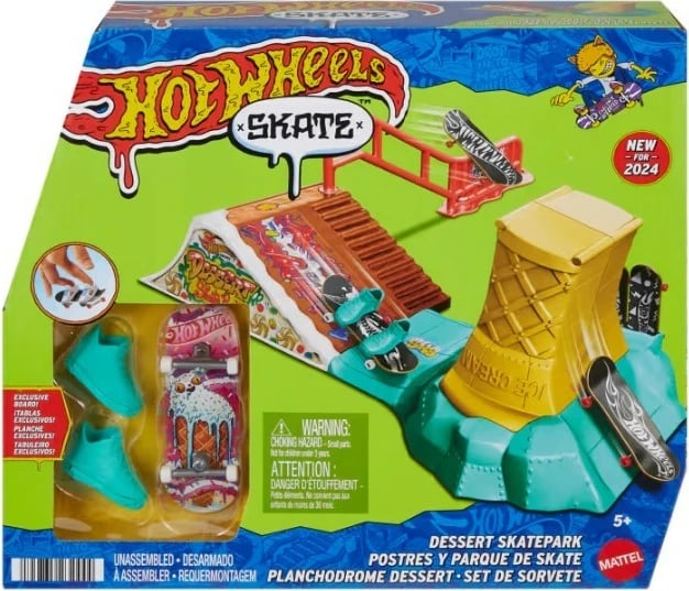 Set skateboard Hot Wheels Dessert Skatepark me aksesorë, shumëngjyrësh