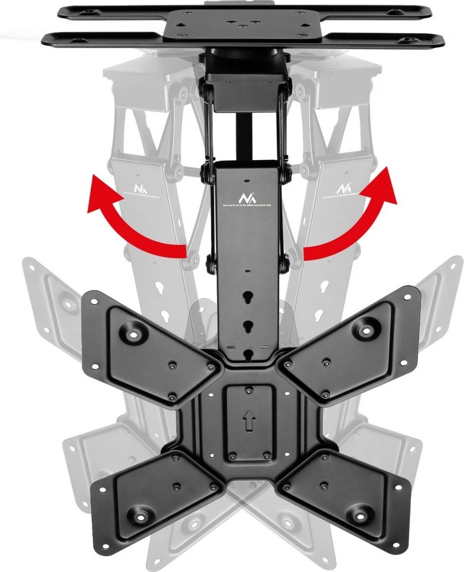 Mbajtëse tavani elektrike për TV Maclean MC-491, 23-65 inç, 30kg, VESA 600x400, 90° rrotullim, e zezë