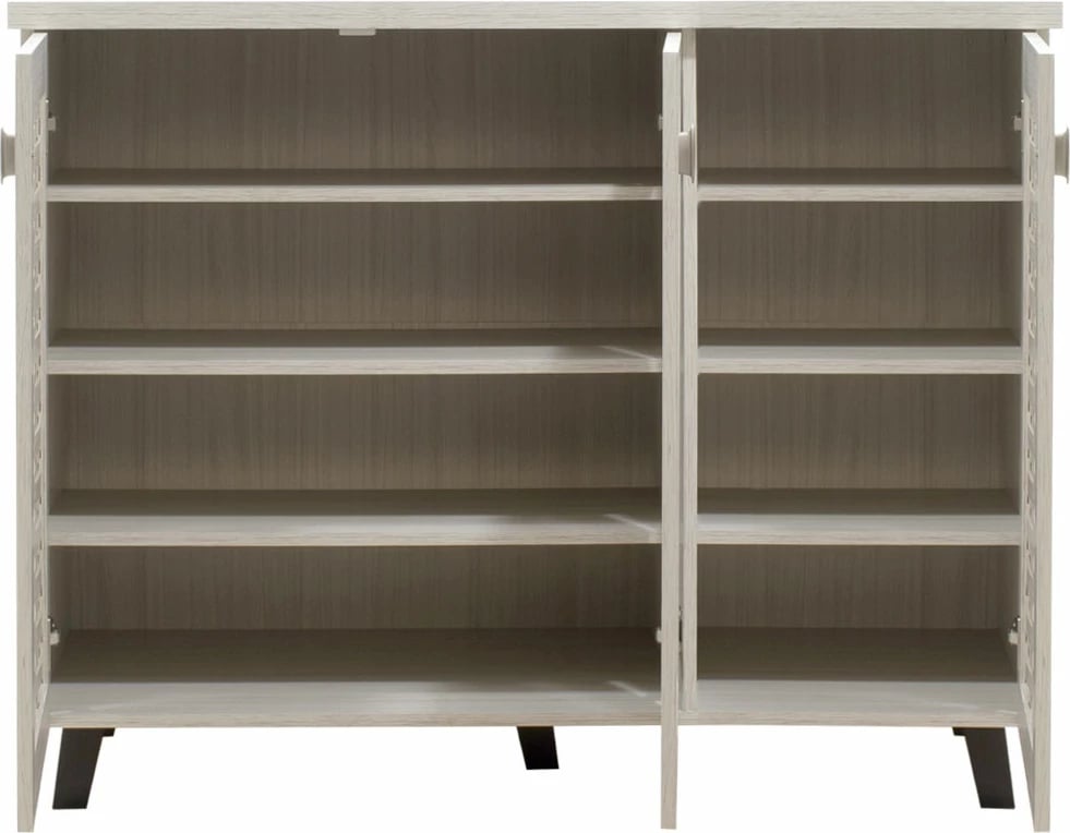 Dollap këpucësh MANTAM 16 palë bardhë-gri 115.5x40x92cm