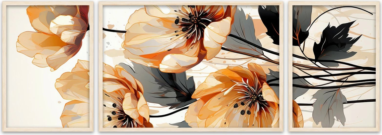 Pikturë dekorative me kornizë MDF (3 copë), Wallity, Huhu306, 50x140