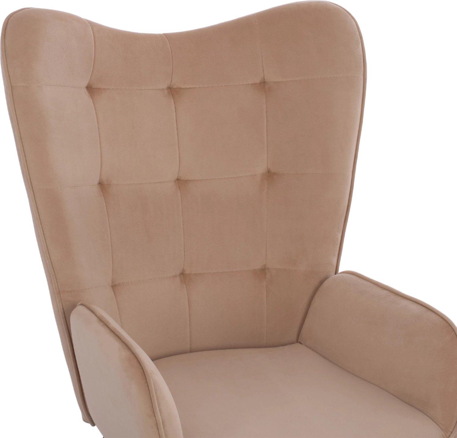 Karrige CRAWLEY, kadife bezhë, me tabure, FH8918.11, 70x57x103