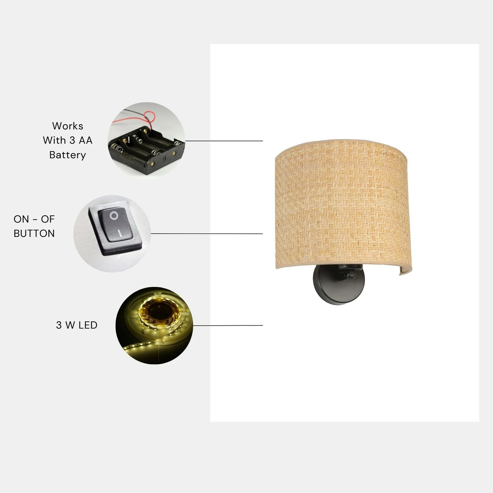 Llambë muri Opviq, hasir, bezhë, 8852-6P