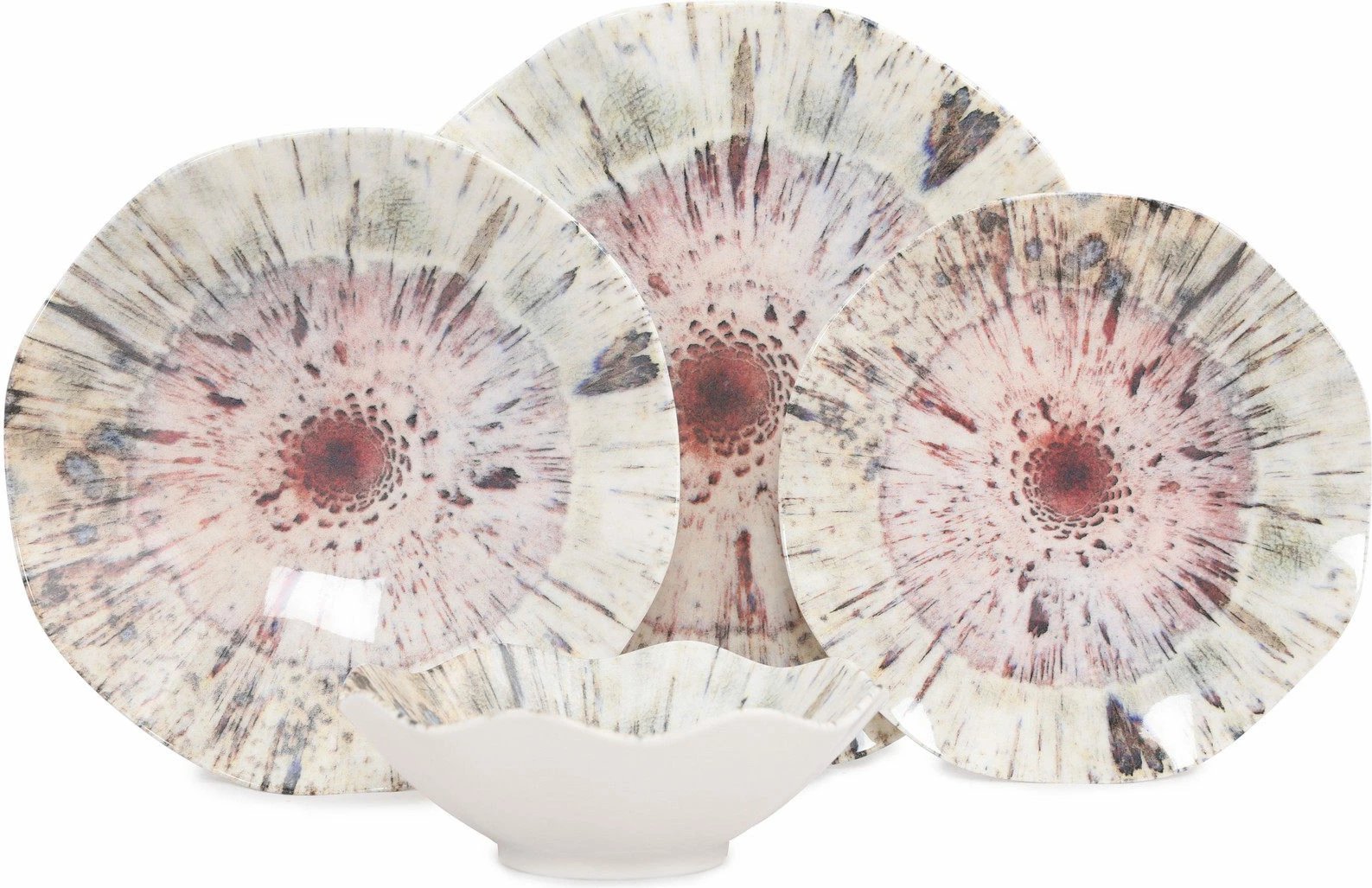 Set enësh për drekë, porcelan, shumëngjyrësh, 24 copë, Hermia, GBSNES24Y41001159