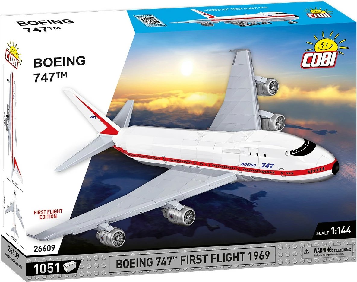 Set ndërtimi Cobi Boeing 747 First Flight 1969, 1051 pjesë, plastikë, ekstra i madh
