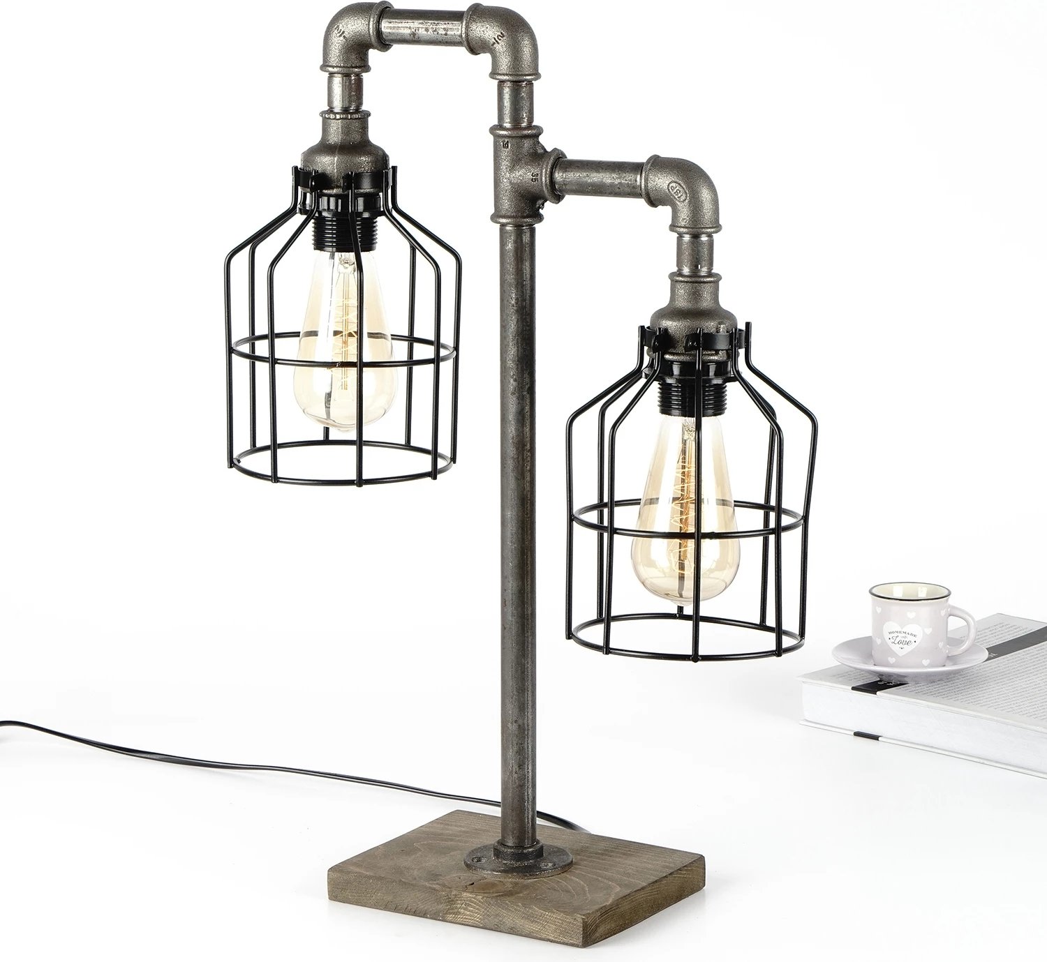 Llambë tavoline Opviq, Pp112, ngjyrë e zezë, dizajn industrial, 40x56x17cm