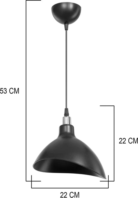 Llambë tavani Oufoa pp, ngjyrë e zezë, D22x22cm