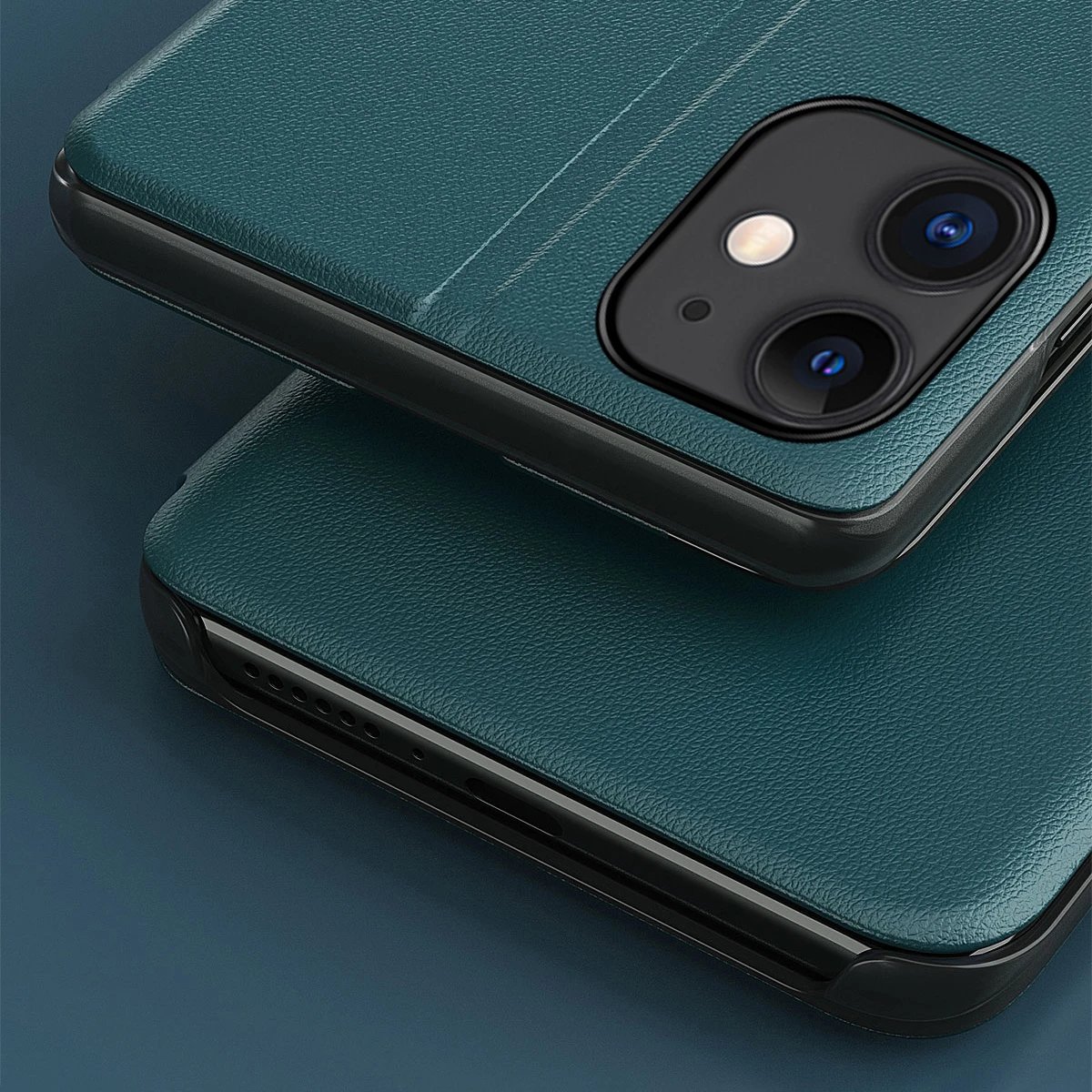 Mbështjellës Hurtel Eco Leather View Case për iPhone 13 Pro Max, me qëndrim, vjollcë