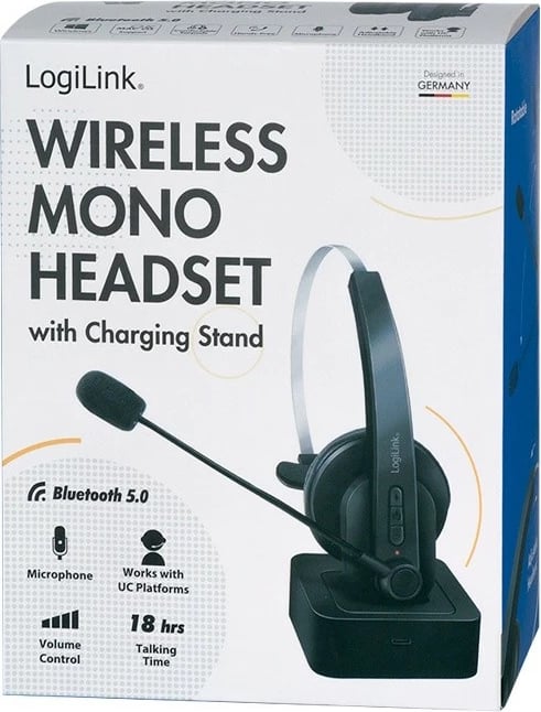 Kufje Bluetooth LogiLink BT0059 me mikrofon dhe stacion karikimi, e zezë Kufje Bluetooth LogiLink BT0059 me mikrofon dhe stacion karikimi, e zezë