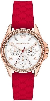 Orë dore MICHAEL KORS PILOT për femra, e kuqe