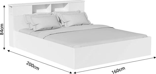 Krevat dopio Olympus, ngjyrë e bardhë antike, 160x200 cm