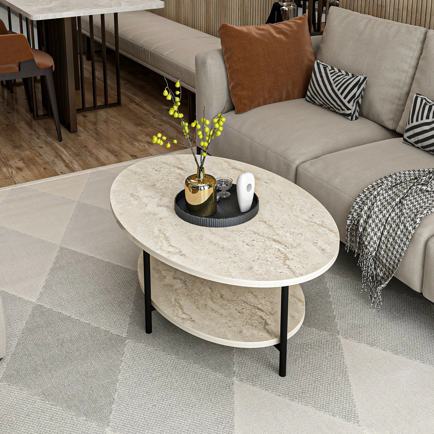 Tavolinë kafeje Skye Decor, Elis, ngjyrë travertini