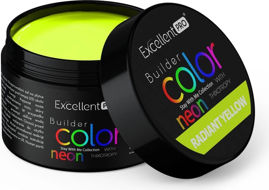 Xhel ndërtues për thonj për femra Excellent PRO Color Neon With Thixotropy Radiant Yellow 15g