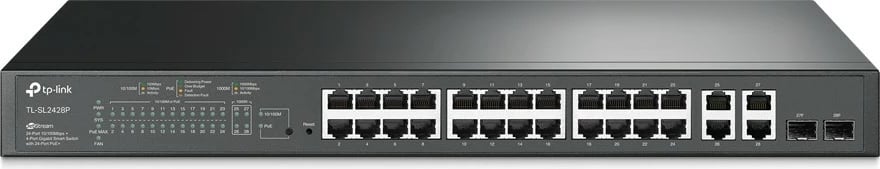 Switch i menaxhueshëm TP-LINK SL2428P, 24 porta PoE+, 2GE, 2SFP, i zi