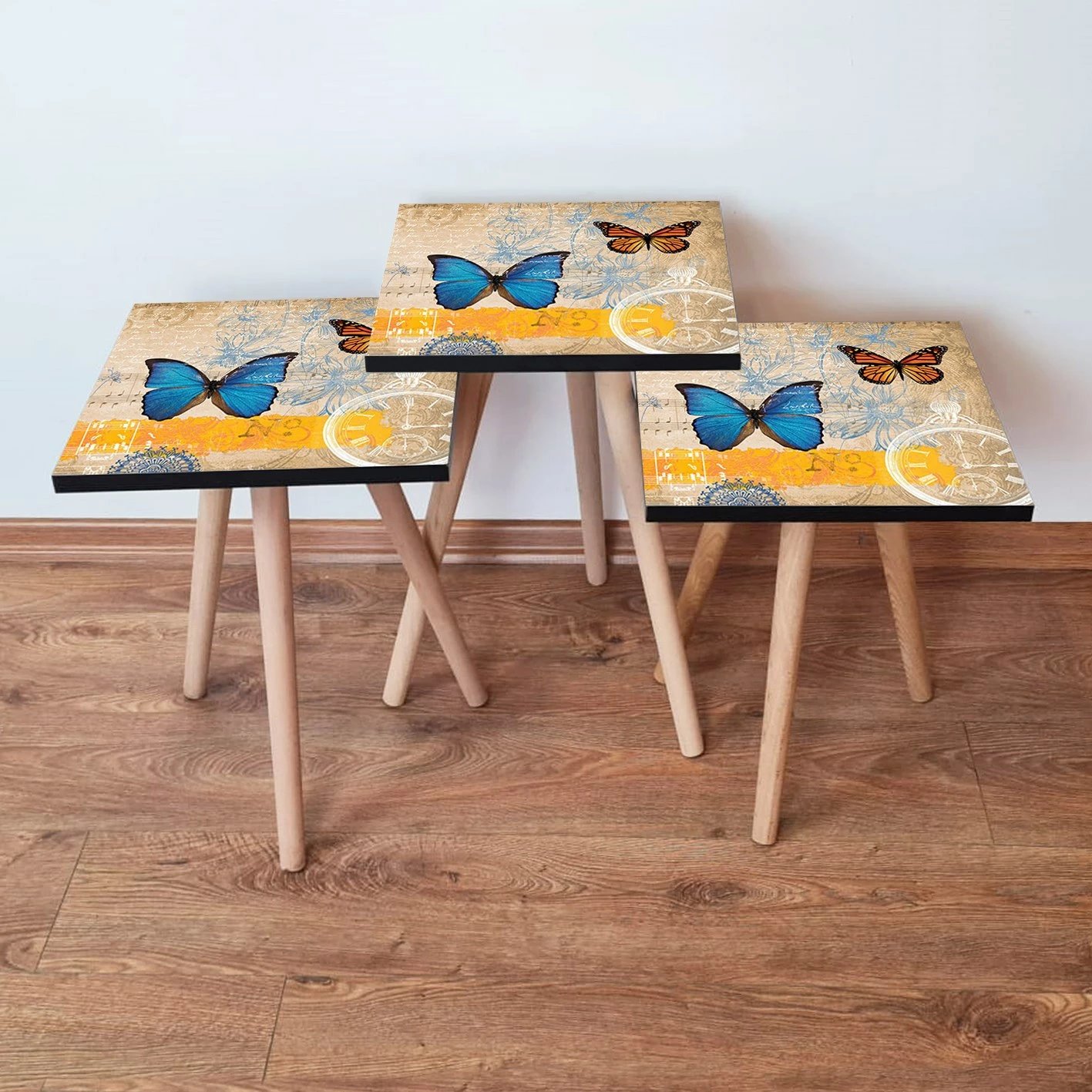 Set tavolinash ndihmëse të mbivendosura, shumëngjyrëshe, Skye Decor, 3Shp58, 3 copë