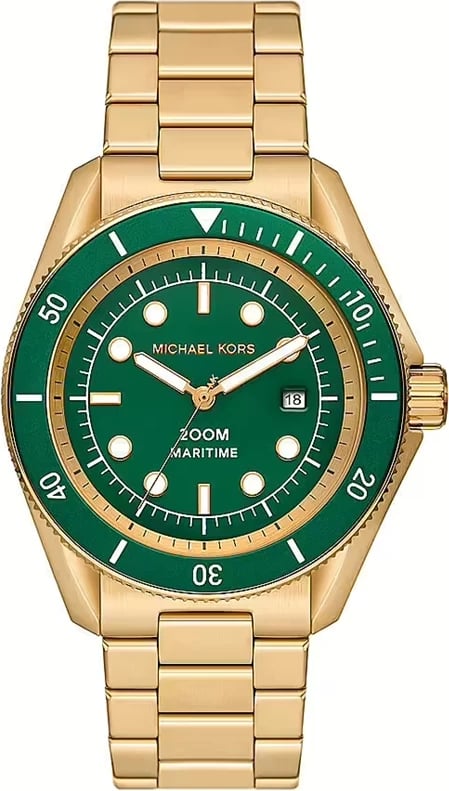Orë dore për meshkuj MICHAEL KORS MARITIME, e artë me të gjelbër