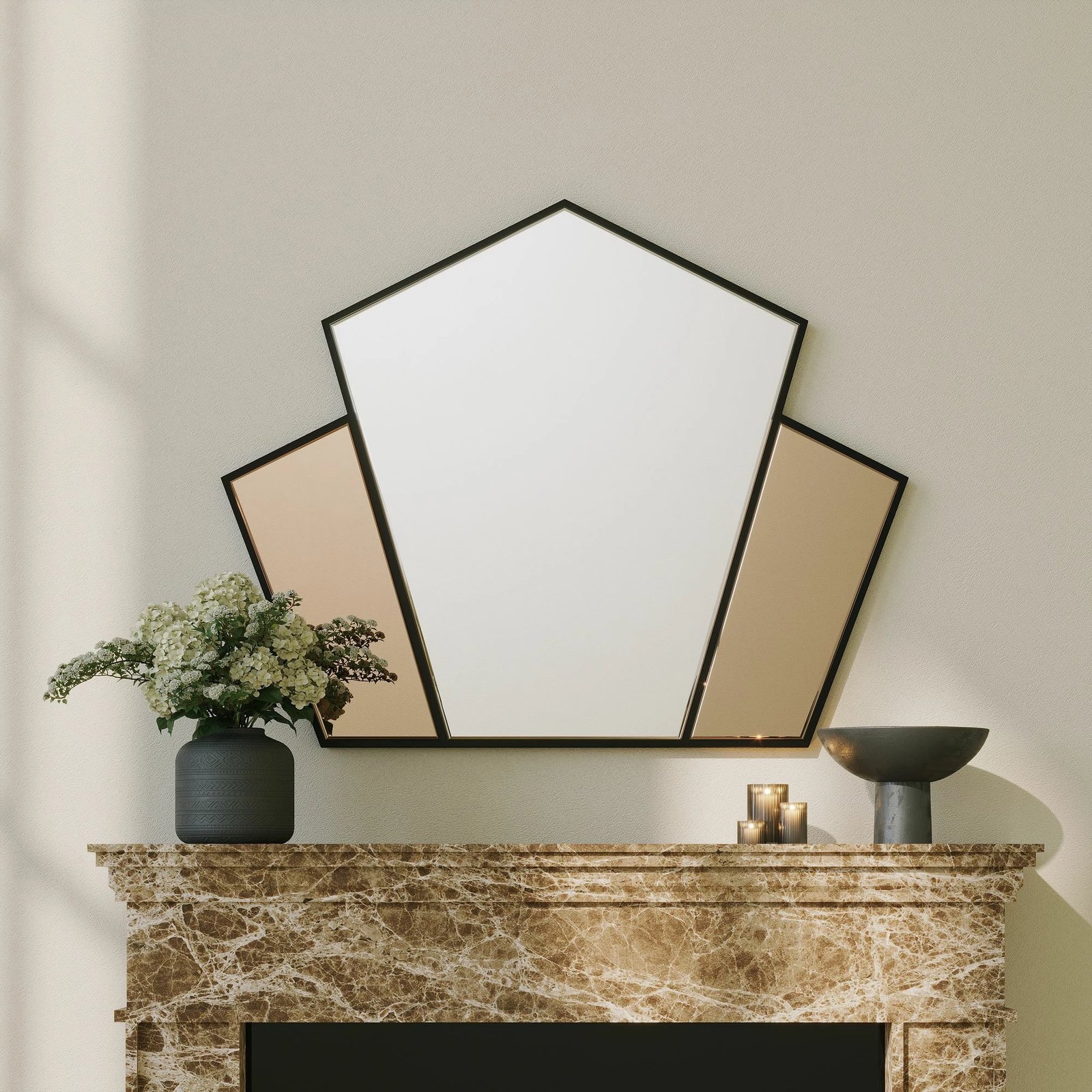 Pasqyrë dekorative Skye Decor, Selfish, ngjyrë argjendi dhe bronzi