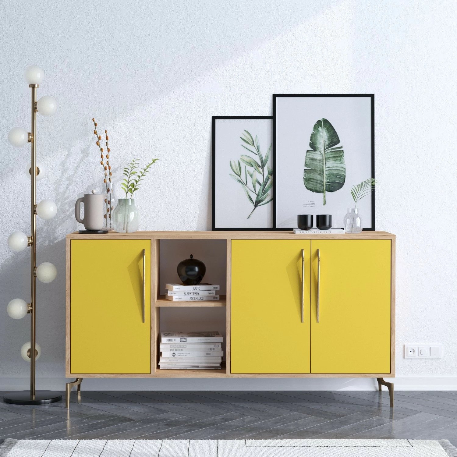 Konsolë Hanah Home, SUDER, ngjyrë lis dhe e verdhë