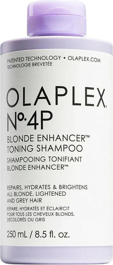 Shampon për flokë bjonde Olaplex No. 4P Blonde Enhancer Toning për femra, tonues vjollcë, 250ml