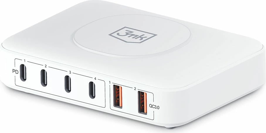 Karikues muri 3mk Hyper Charger PowerMax 100W, 7 porta, i bardhë