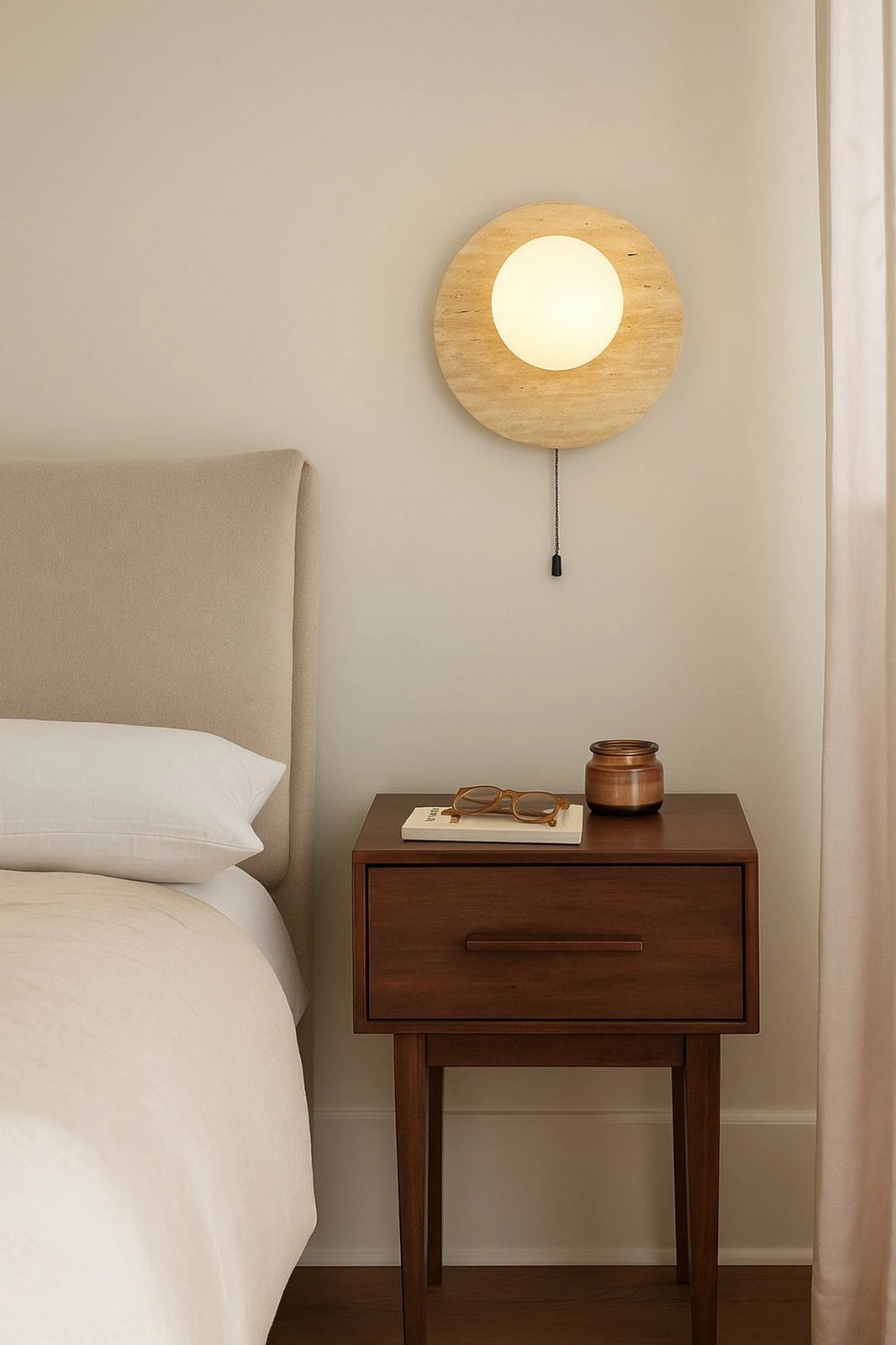 Llambë muri Opviq, Tor-Look-B, travertin, ngjyrë bezhë dhe e bardhë