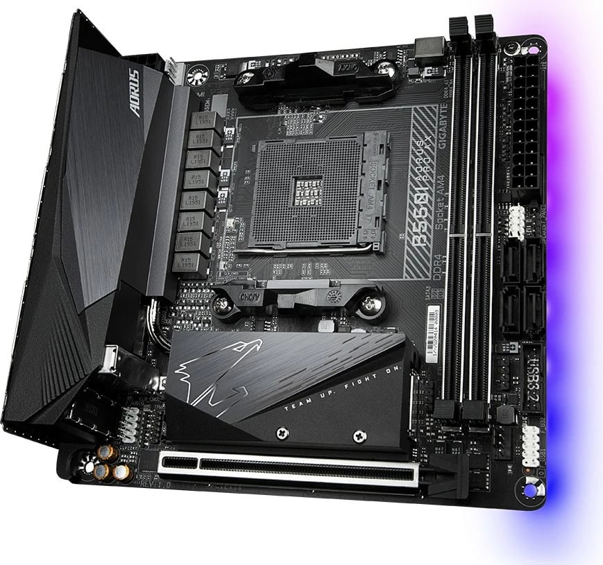 Pllakë amë Gigabyte B550I AORUS PRO AX, Socket AM4, mini ITX, WiFi 6, 2.5 GbE LAN, E zezë