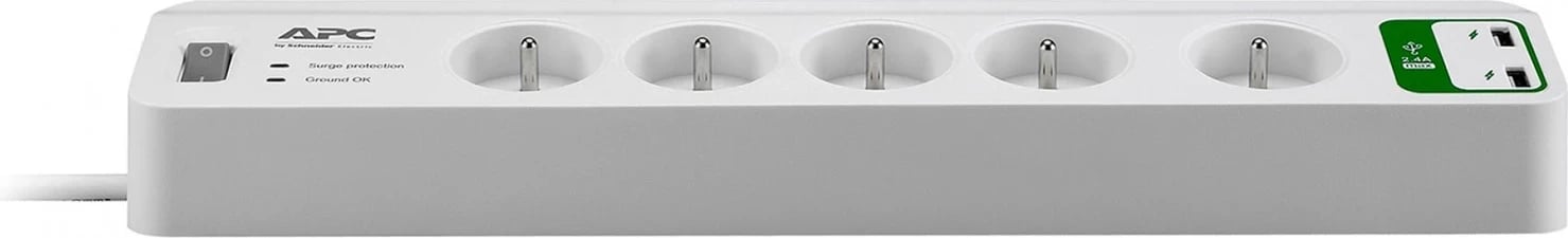 Kabllo vazhduese APC PM5U-FR,  5 priza, 1.83m, e bardhë 