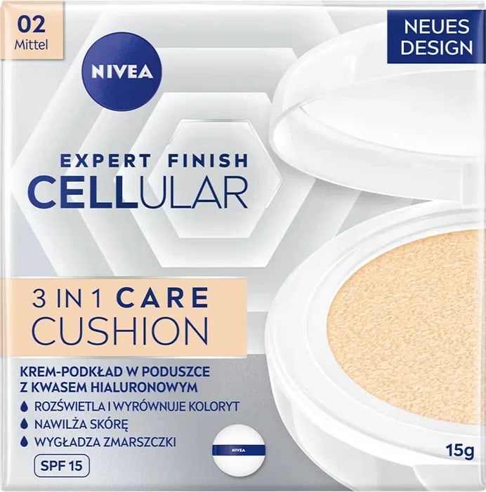 Fondatinë Nivea Expert Finish Cellular 3in1 Care Cushion SPF15 02 Medium 15ml Fondatinë Nivea Expert Finish Cellular 3in1 Care Cushion SPF15 02 Medium 15ml